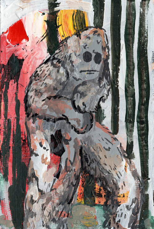 Possible Bigfoot Sighting  Jenni Dickens painting